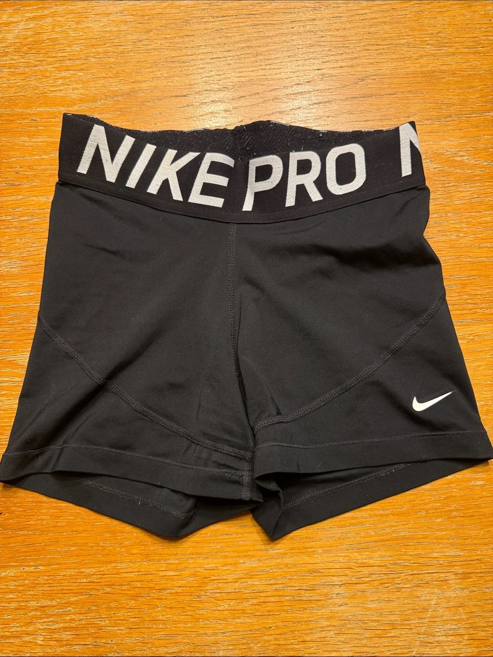 Nike Pro Black Women's Bike Shorts with White Logos